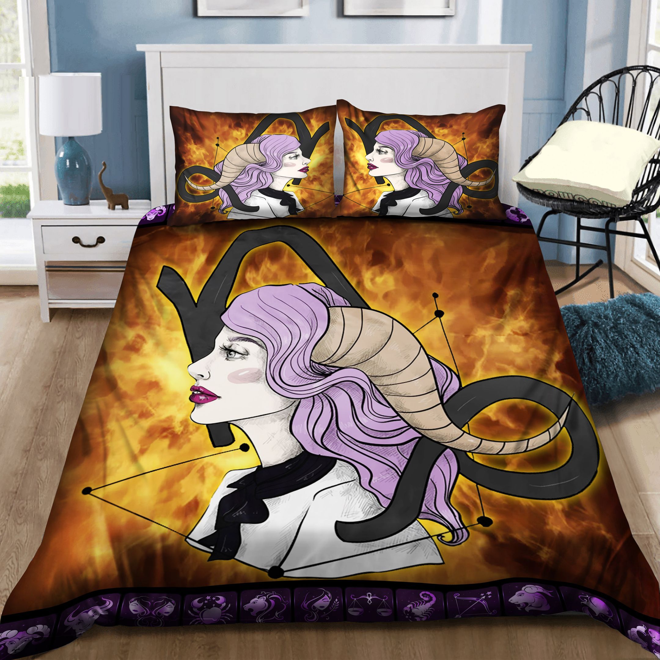 Capricorn Black Girl Zodiac Bedding Set