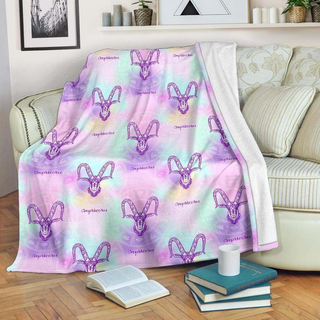 Capricorn Zodiac Pattern Sherpa Fleece Blanket