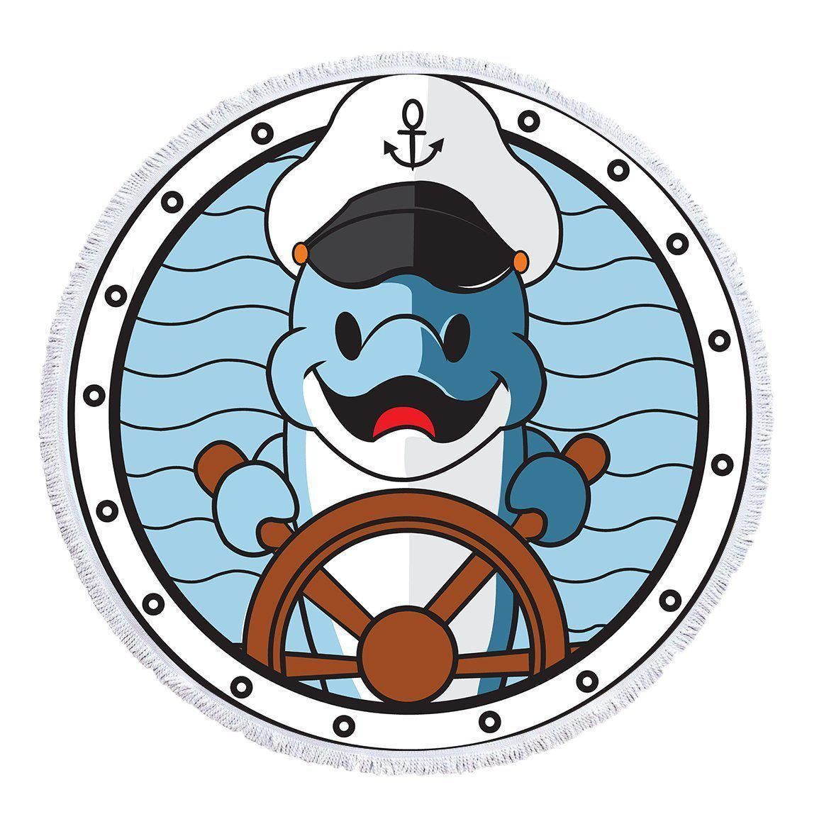 Captain Dolphy Printed Round Beach Towel