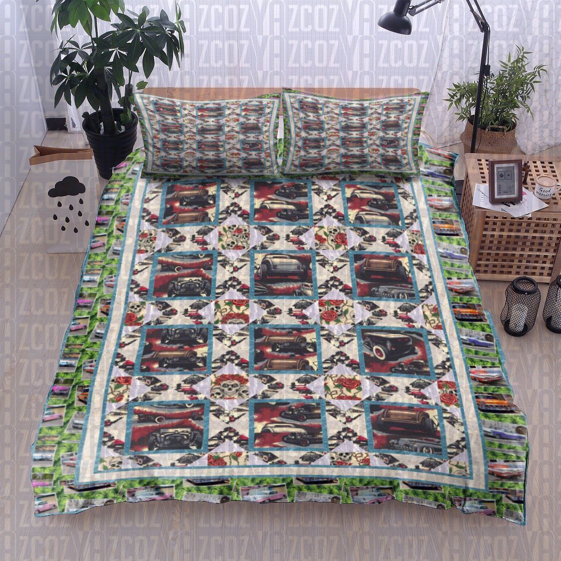 Car Day Of The Dead Bedding Set