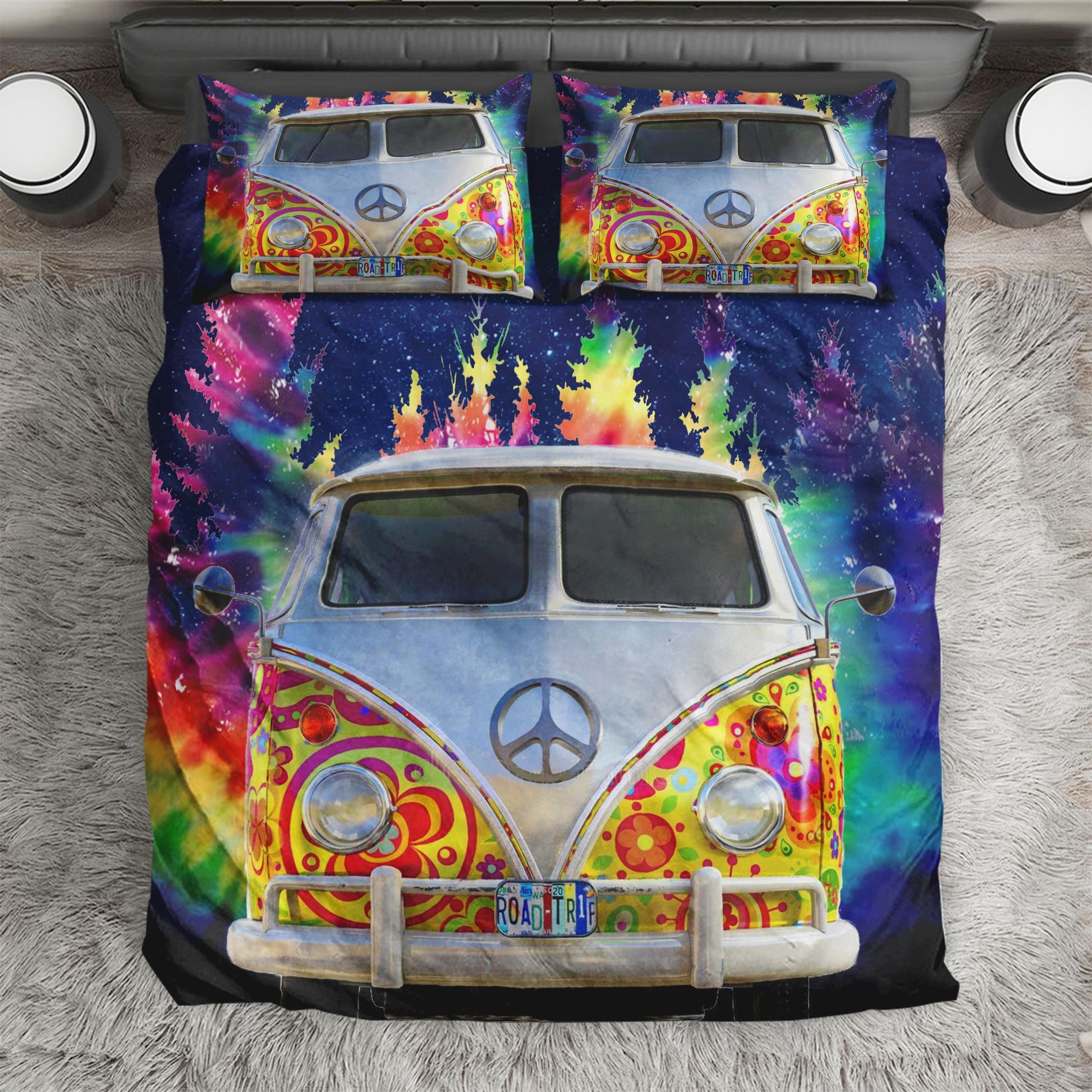 Car Hippie What A Long Strange Trip It Is Been Bedding Set