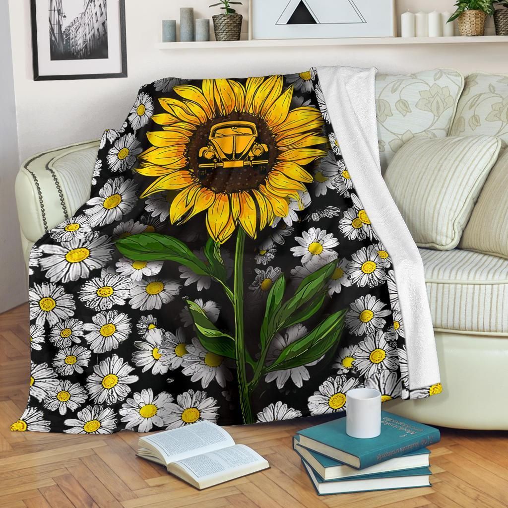 Car Sunflower Sherpa Fleece Blanket