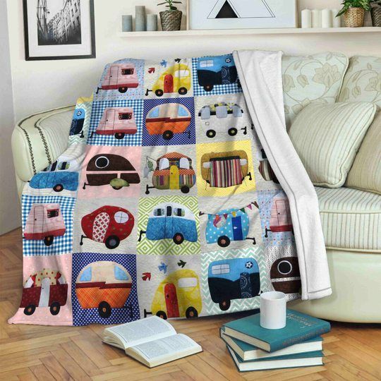 Caravan Camping Sherpa Fleece Blanket