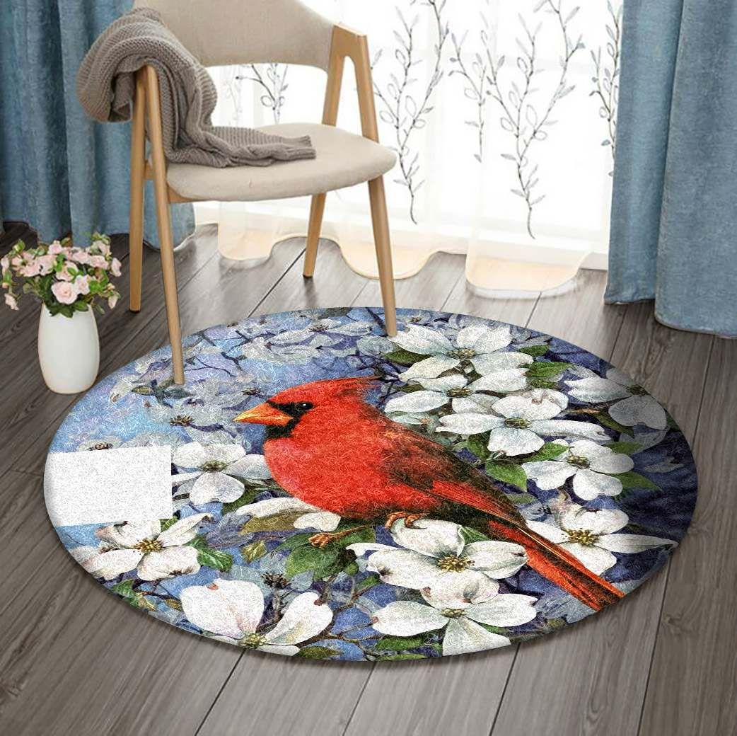 Cardinal And Flower Round Carpet