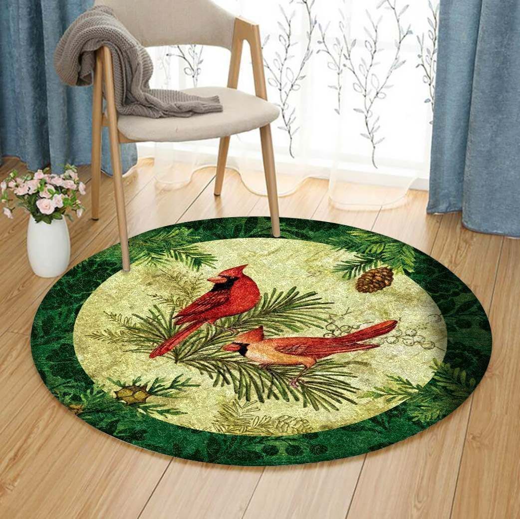 Cardinal And Pine Round Carpet