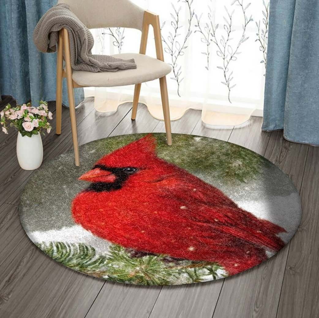 Cardinal Bird Round Carpet