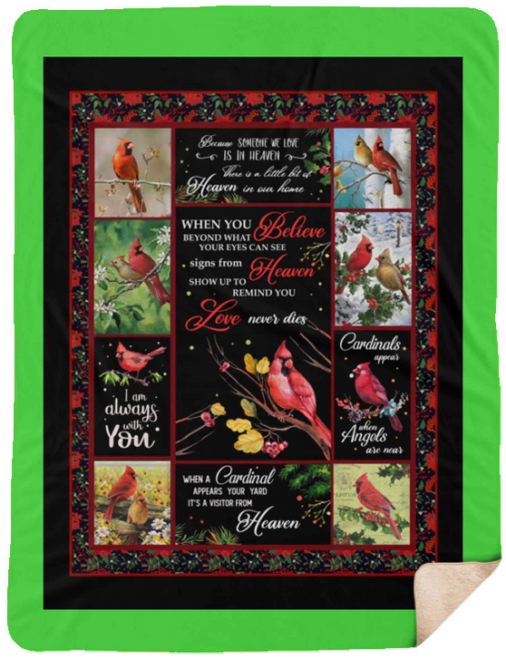 Cardinal Bird Sherpa Fleece Blanket