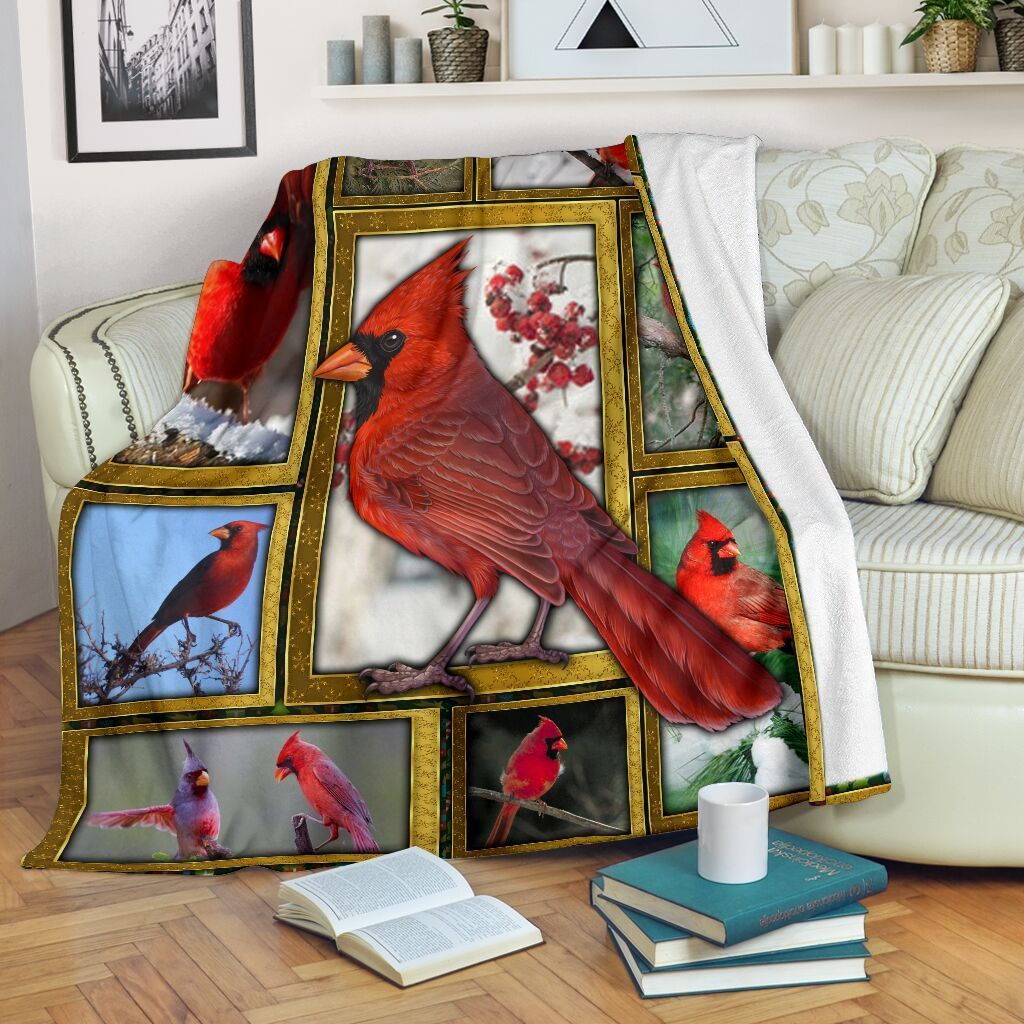 Cardinal Bird Sherpa Fleece Blanket