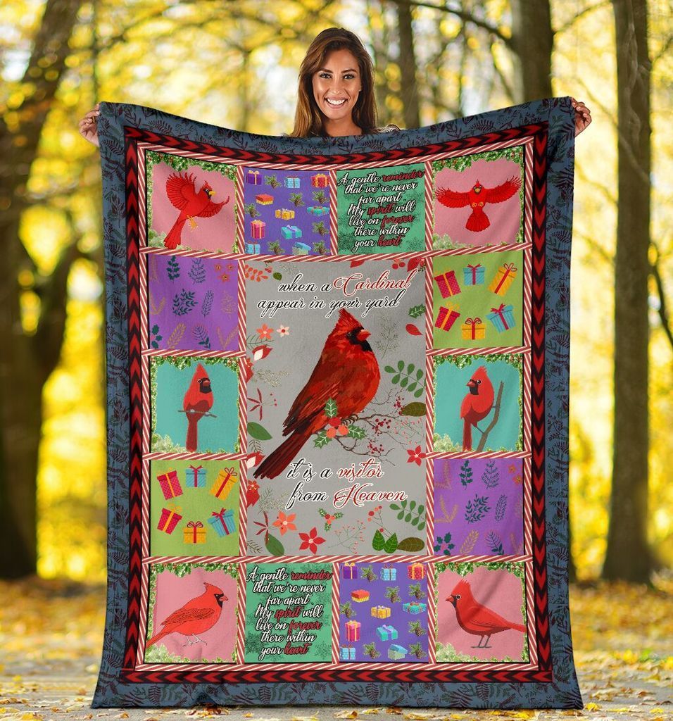 Cardinal Bird Sherpa Fleece Blanket
