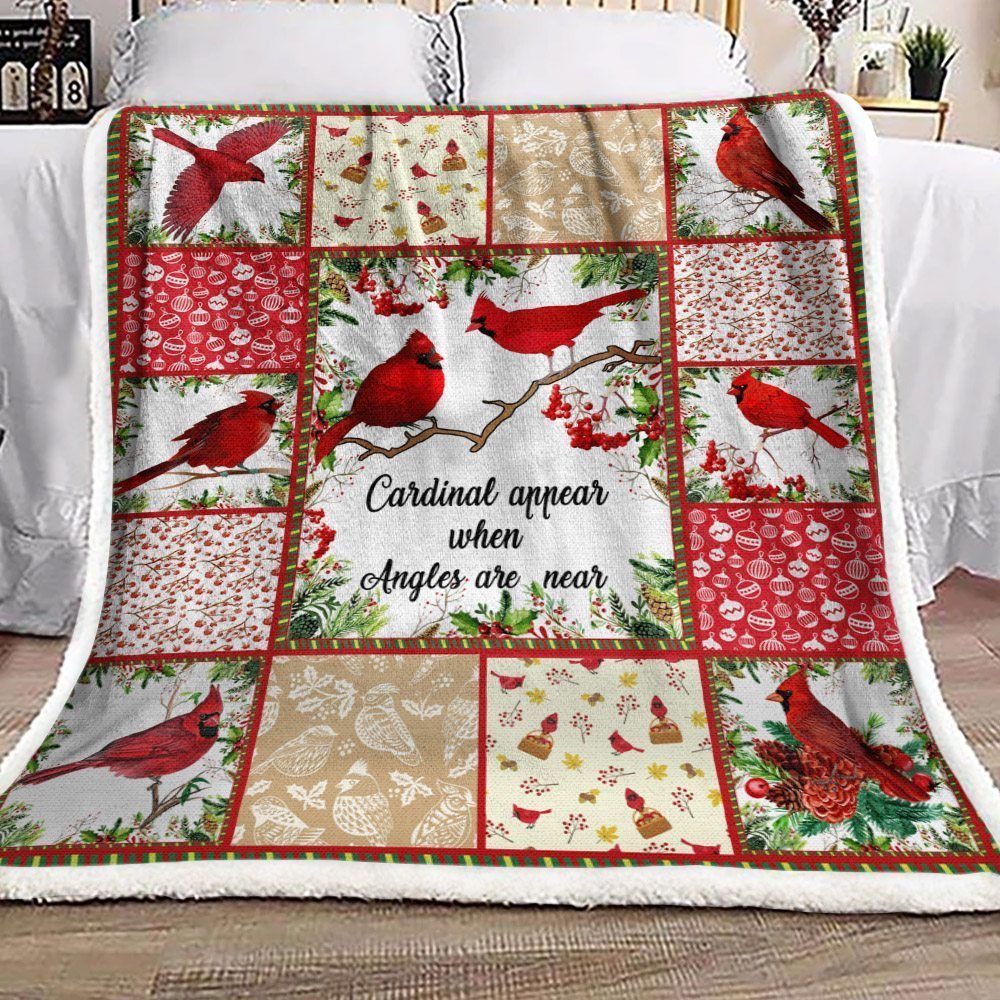 Cardinal Bird Sherpa Fleece Blanket