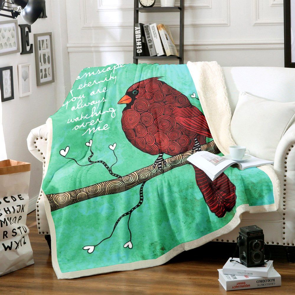 Cardinal Bird Sherpa Fleece Blanket