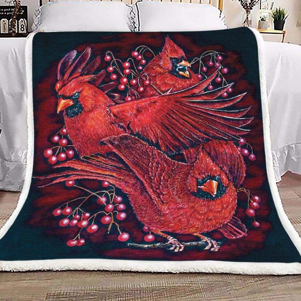 Cardinal Bird Sherpa Fleece