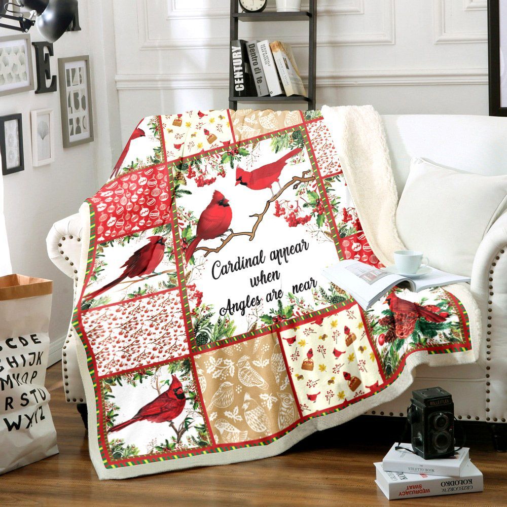 Cardinal Bird Sherpa Fleece Blanket
