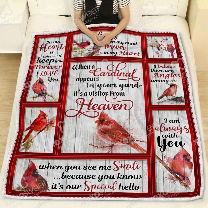 Cardinal Bird I Am Always With You Sherpa Fleece Blanket