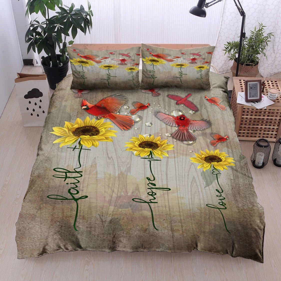 Cardinal Bird Lovers Sunflower Hummingbird Bedding Set