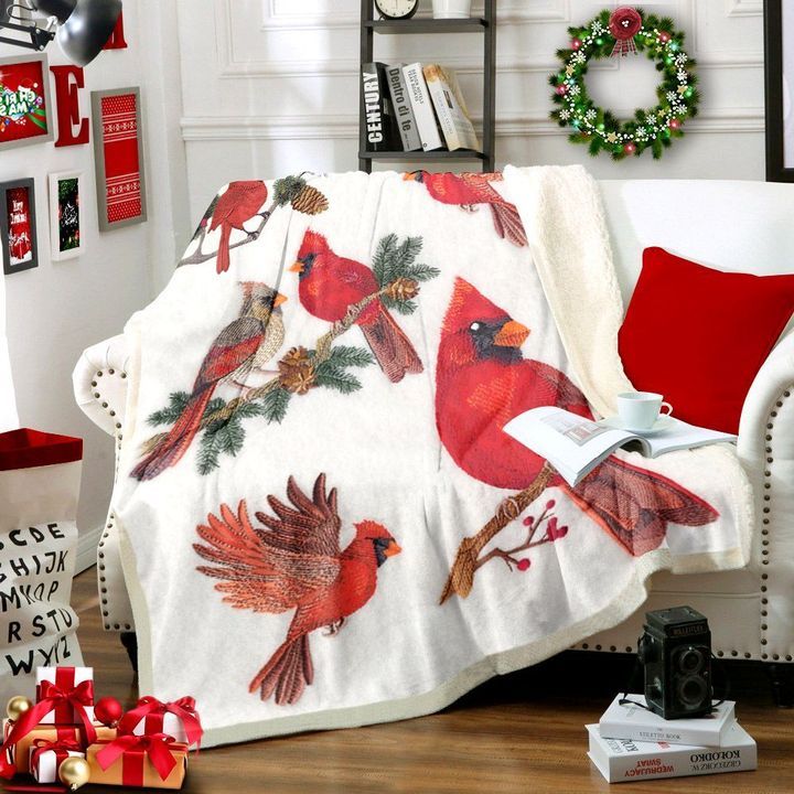 Cardinal Bird Fleece Blanket
