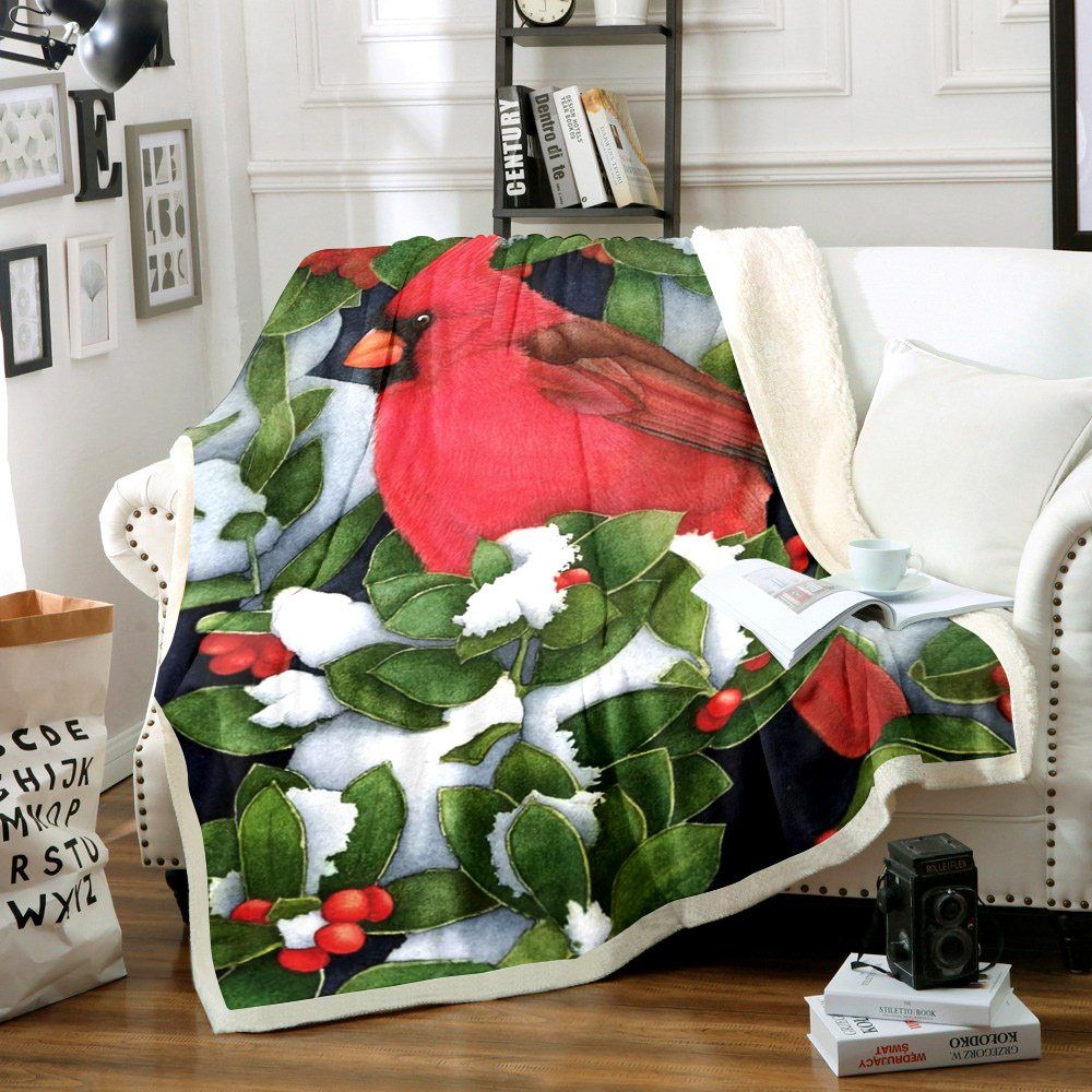 Cardinal Bird Sherpa Fleece