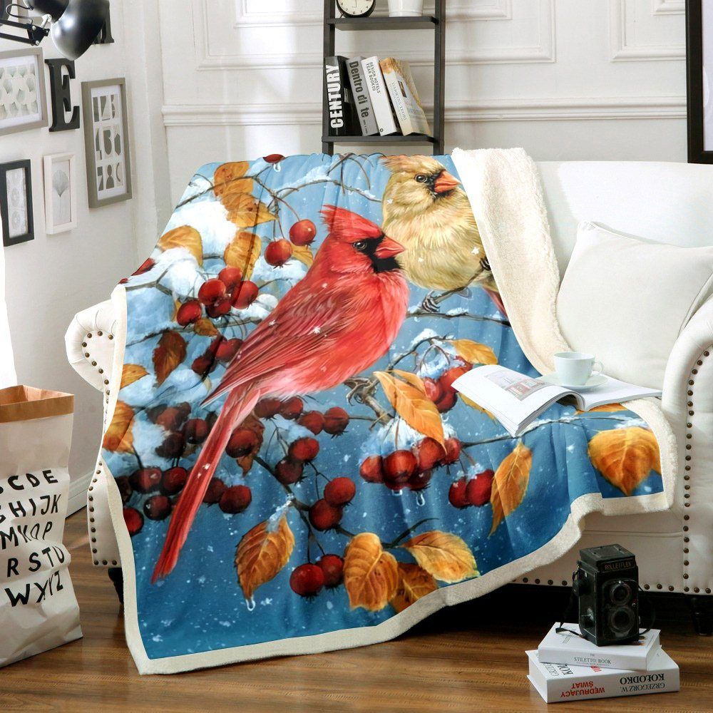 Cardinal Bird Sherpa Fleece
