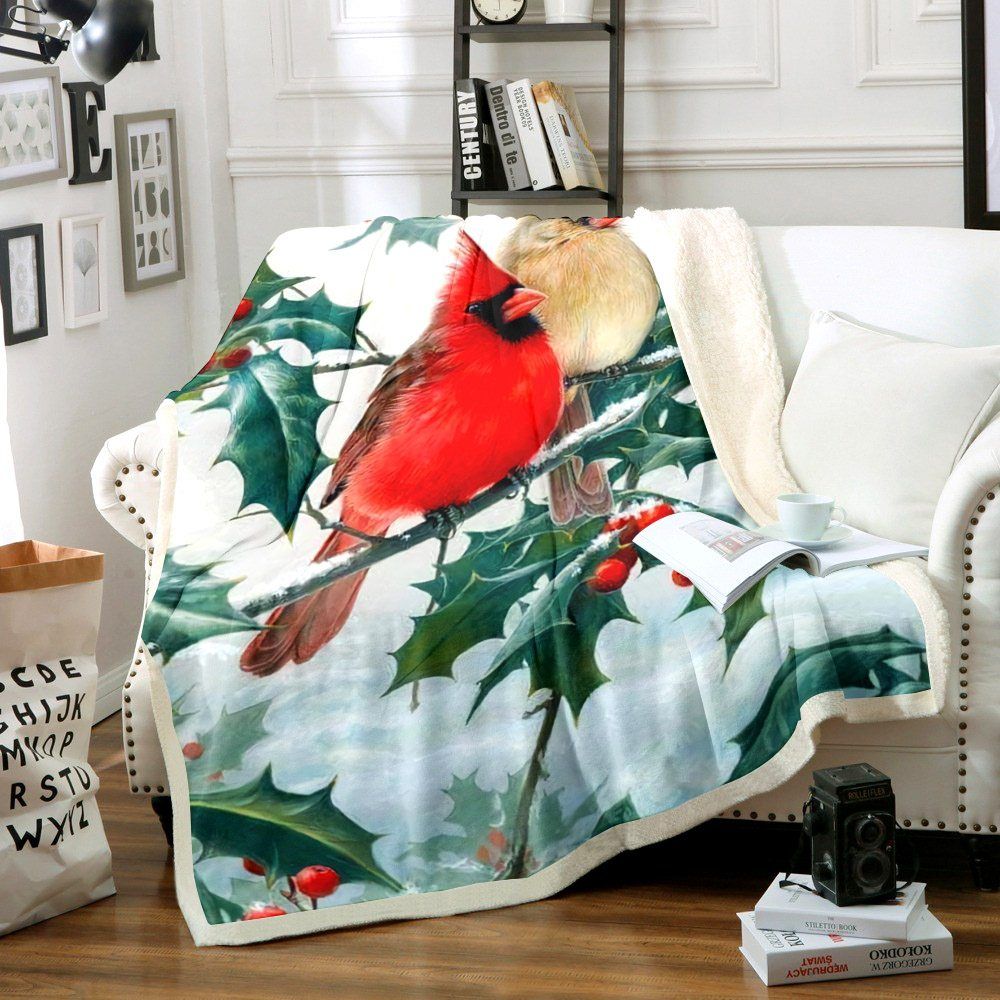 Cardinal Bird Sherpa Fleece