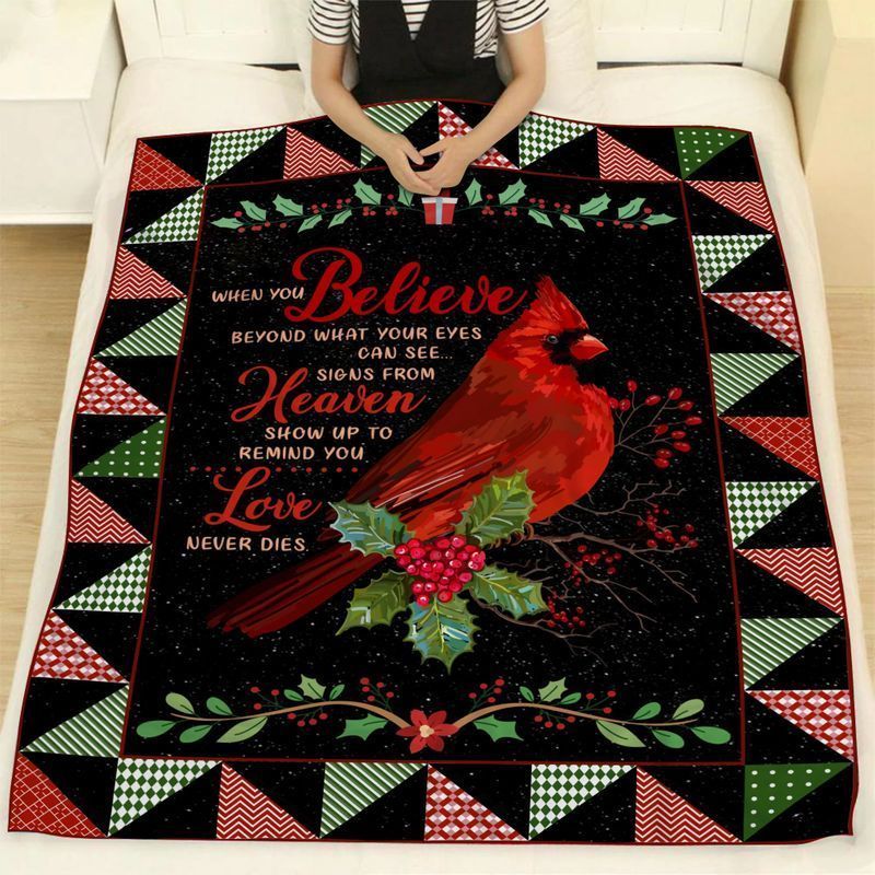 Cardinal Bird When You Believe Sherpa Fleece Blanket