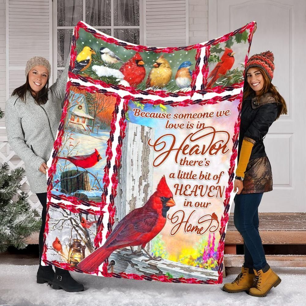 Cardinal Birds Sherpa Fleece Blanket