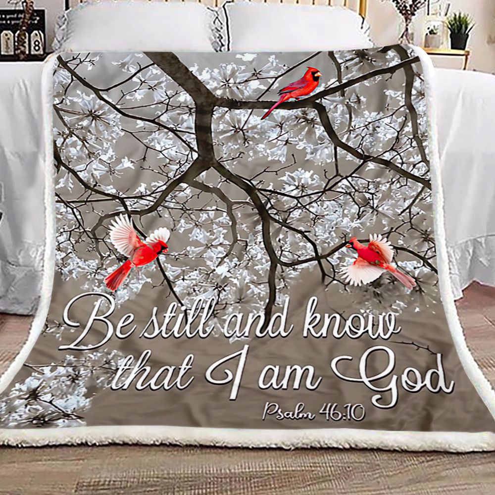 Cardinal Branches Be Still Fleece Blanket