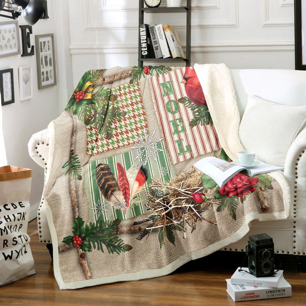 Cardinal Christmas Sherpa Fleece Blanket