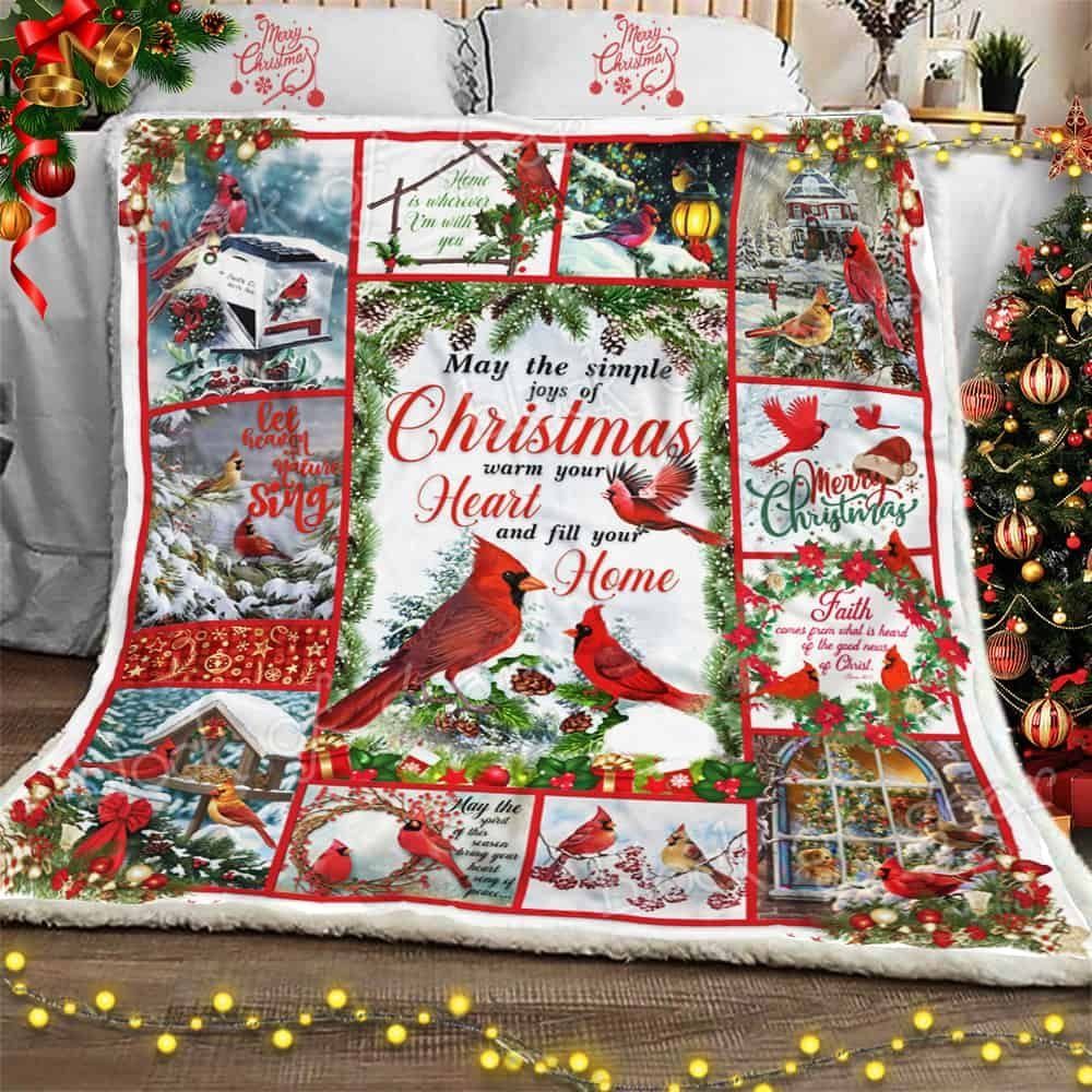 Cardinal Christmas Sherpa Fleece Blanket