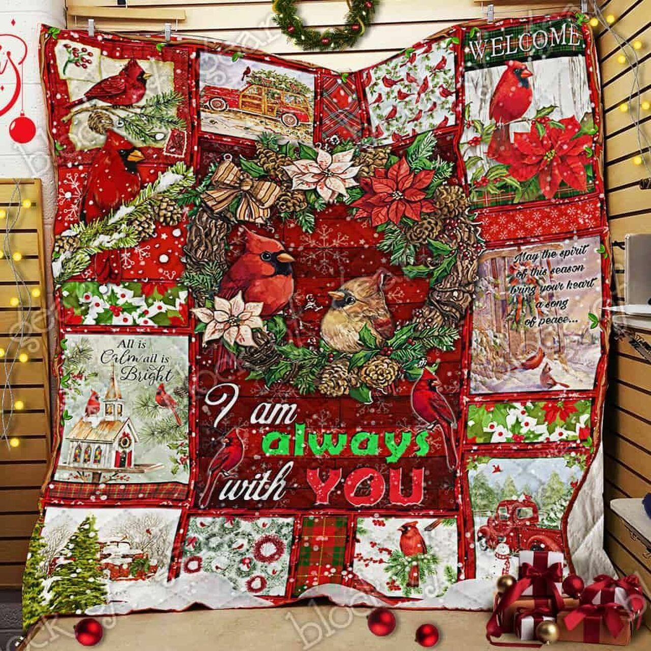 Cardinal Christmas DAC141103 Quilt Blanket