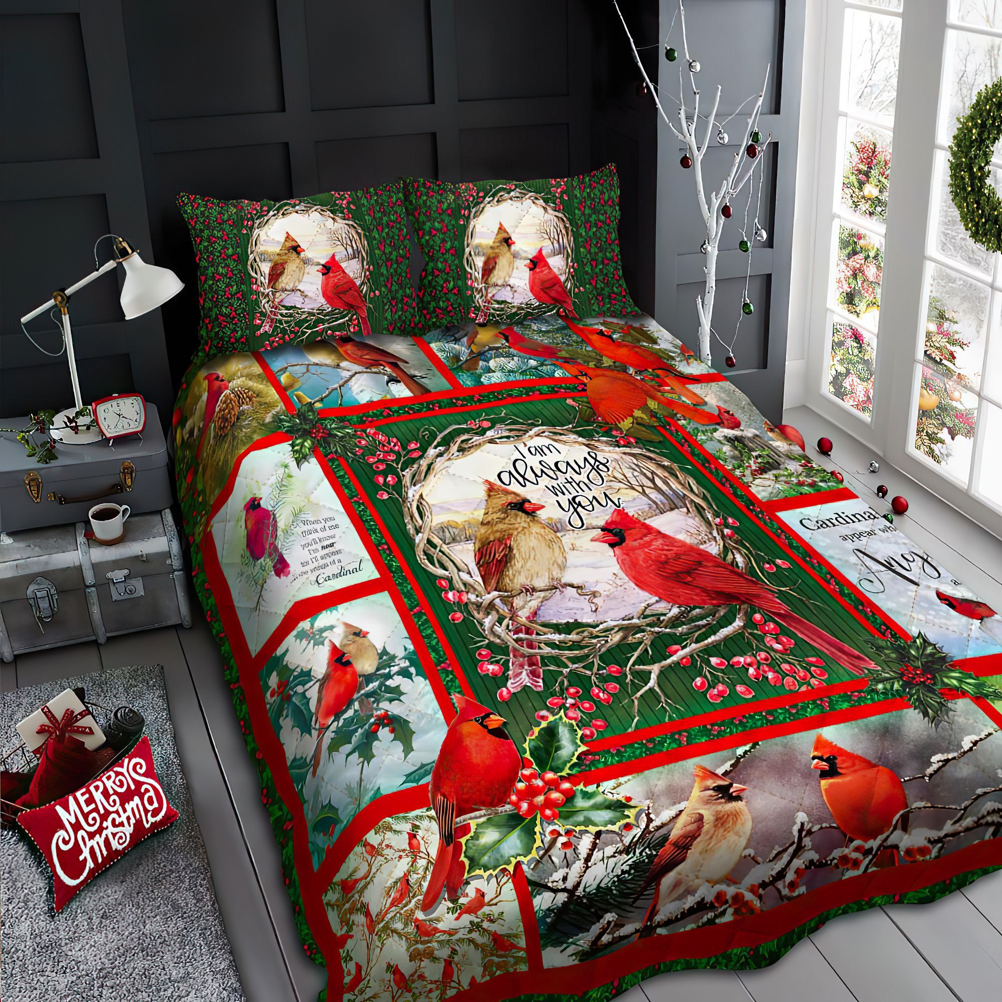 Cardinal Christmas Bedding Set