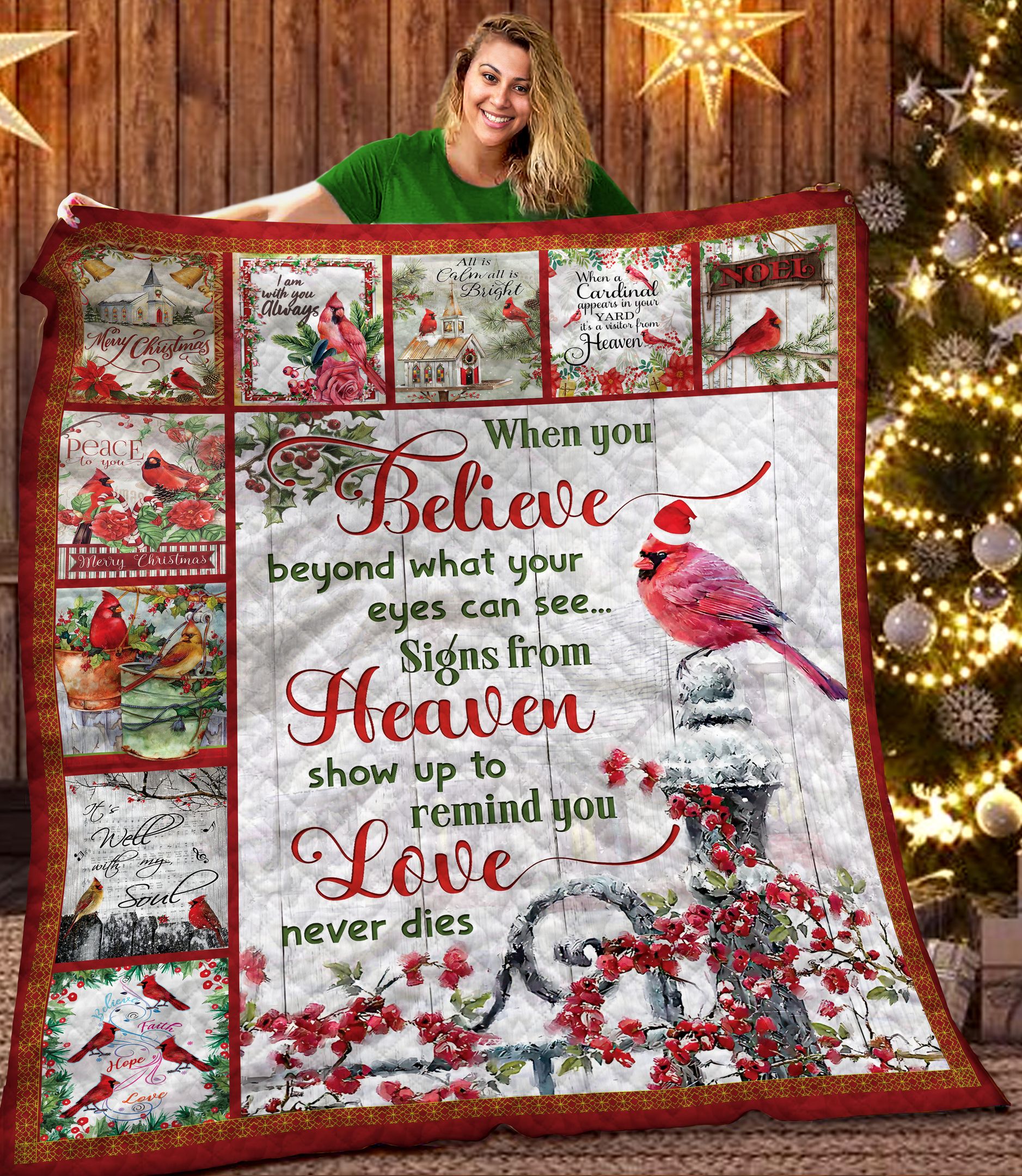 Cardinal Christmas DTH121101HD Quilt Blanket