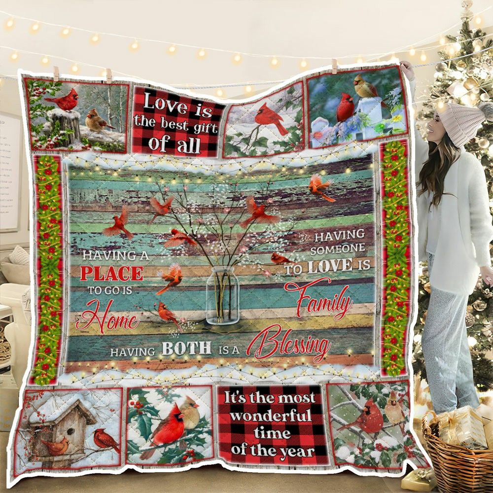 Cardinal Christmas HHC121107TH Quilt Blanket