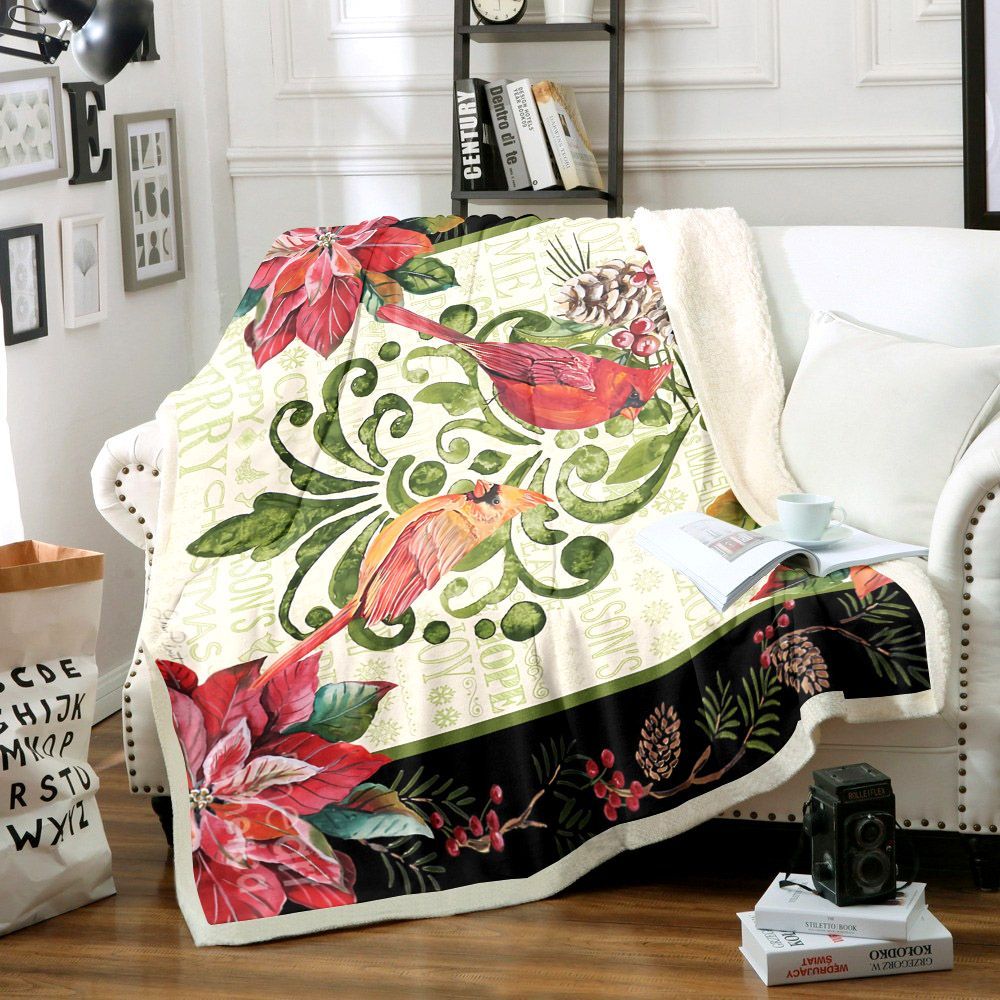Cardinal Christmas Sherpa Fleece Blanket