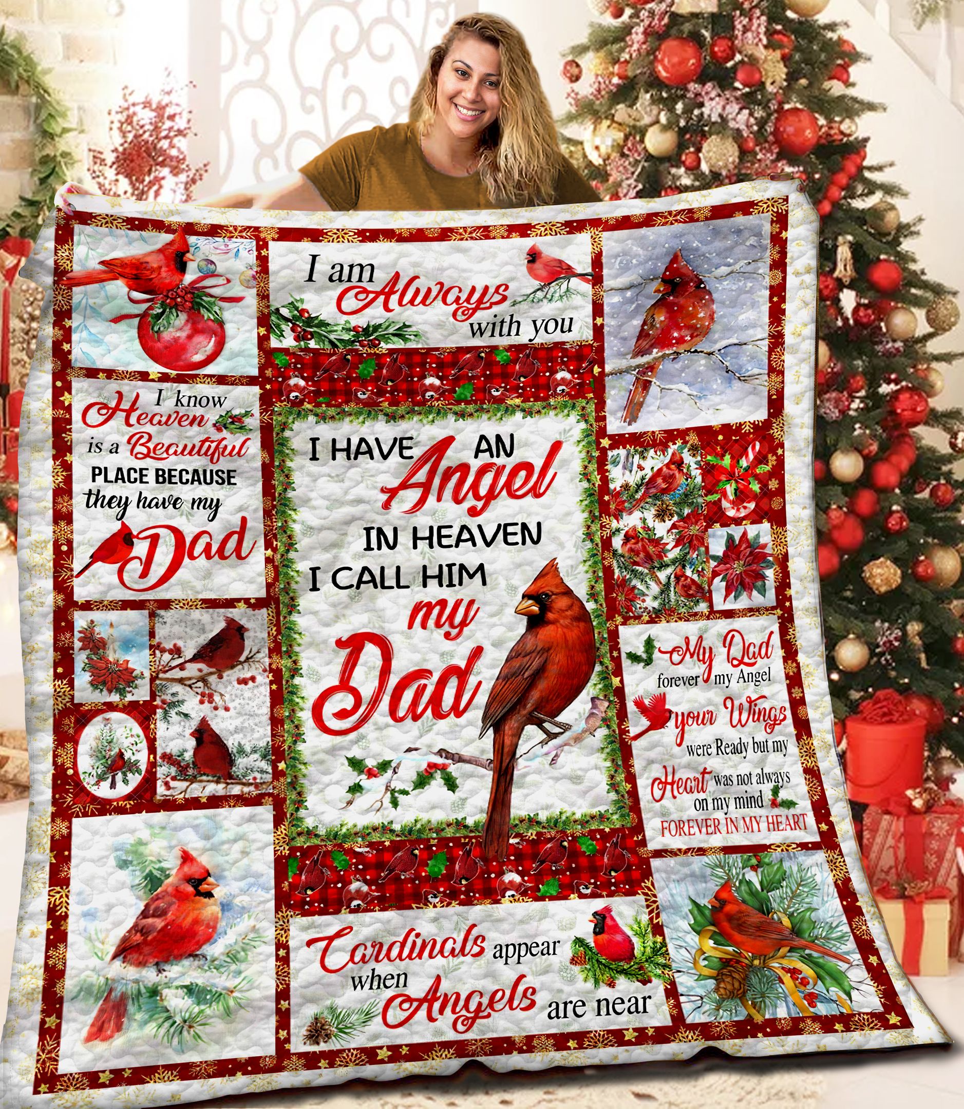 Cardinal Christmas MMM121101MI Quilt Blanket