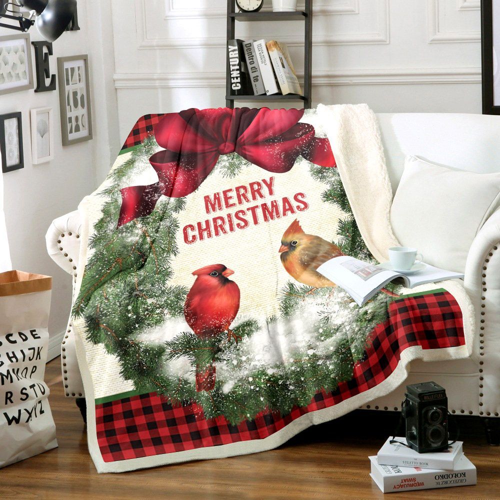 Cardinal Christmas Sherpa Fleece Blanket