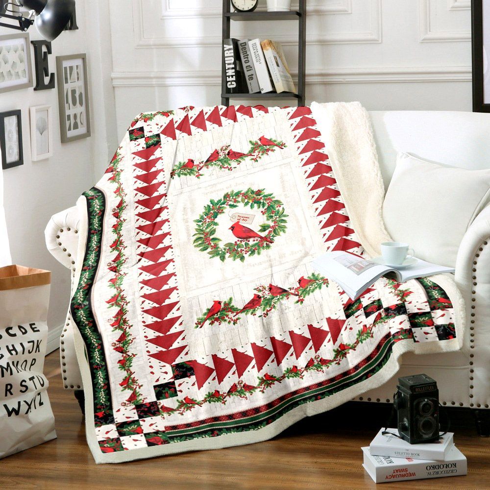 Cardinal Christmas Sherpa Fleece Blanket