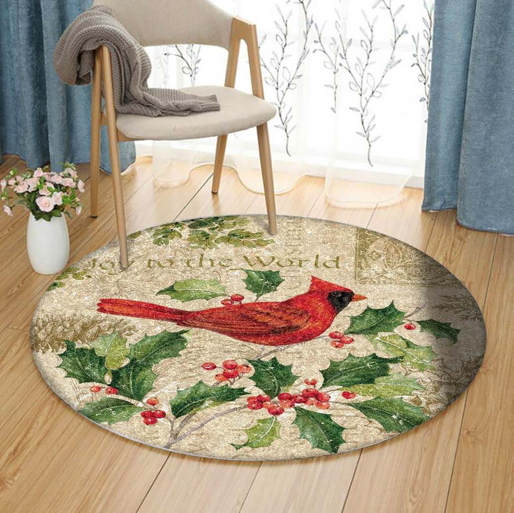 Cardinal Christmas Round Carpet