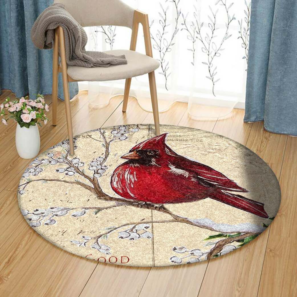Cardinal Christmas Round Carpet
