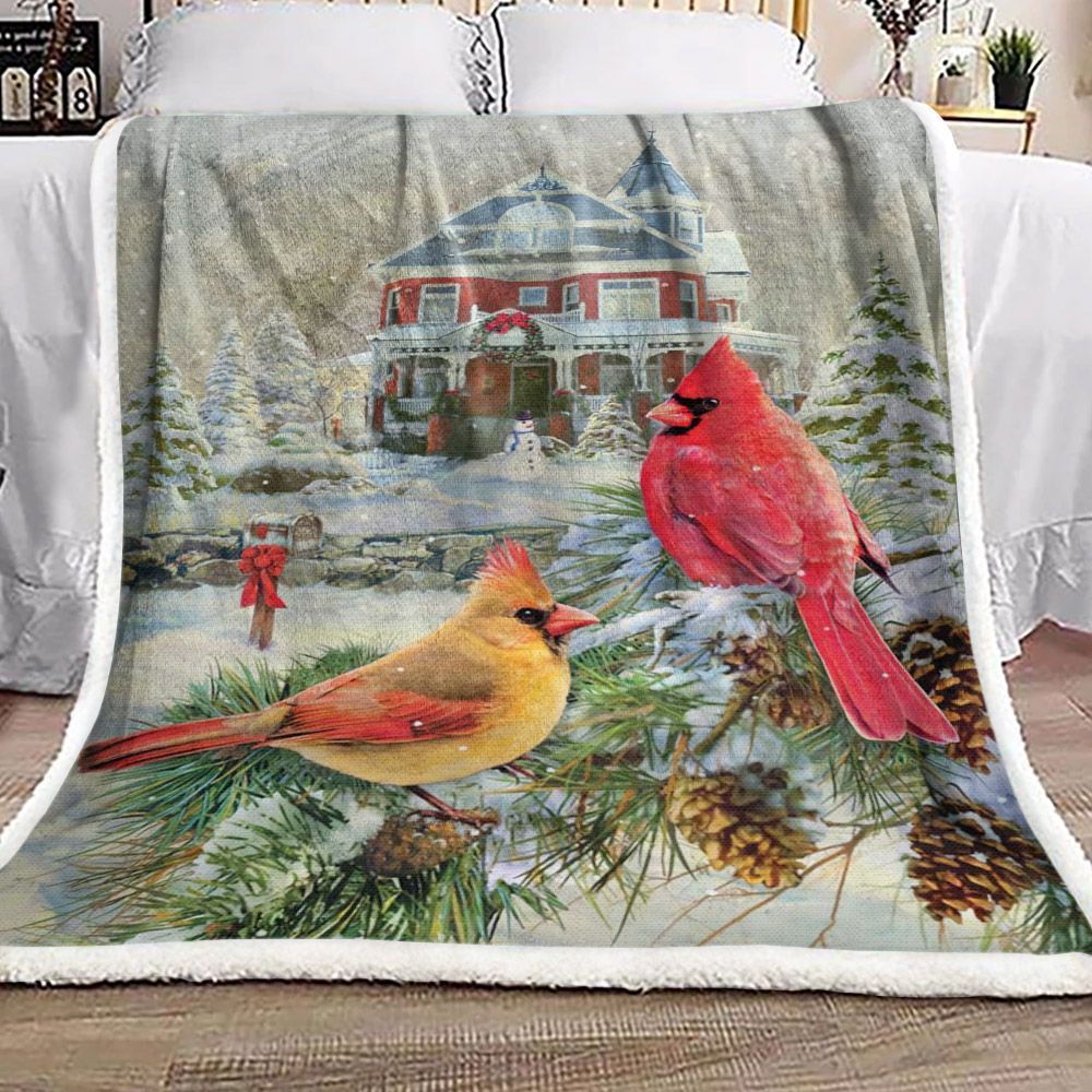 Cardinal Christmas Sherpa Fleece Blanket