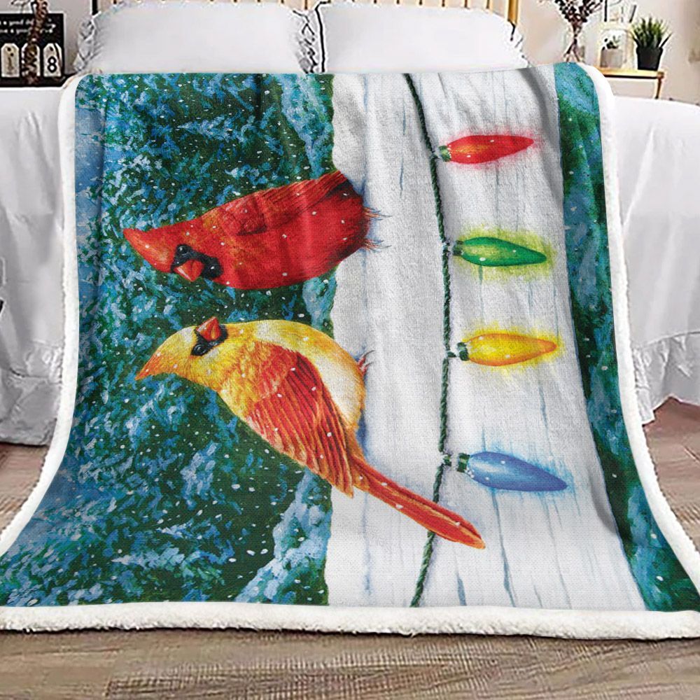 Cardinal Christmas Sherpa Fleece Blanket