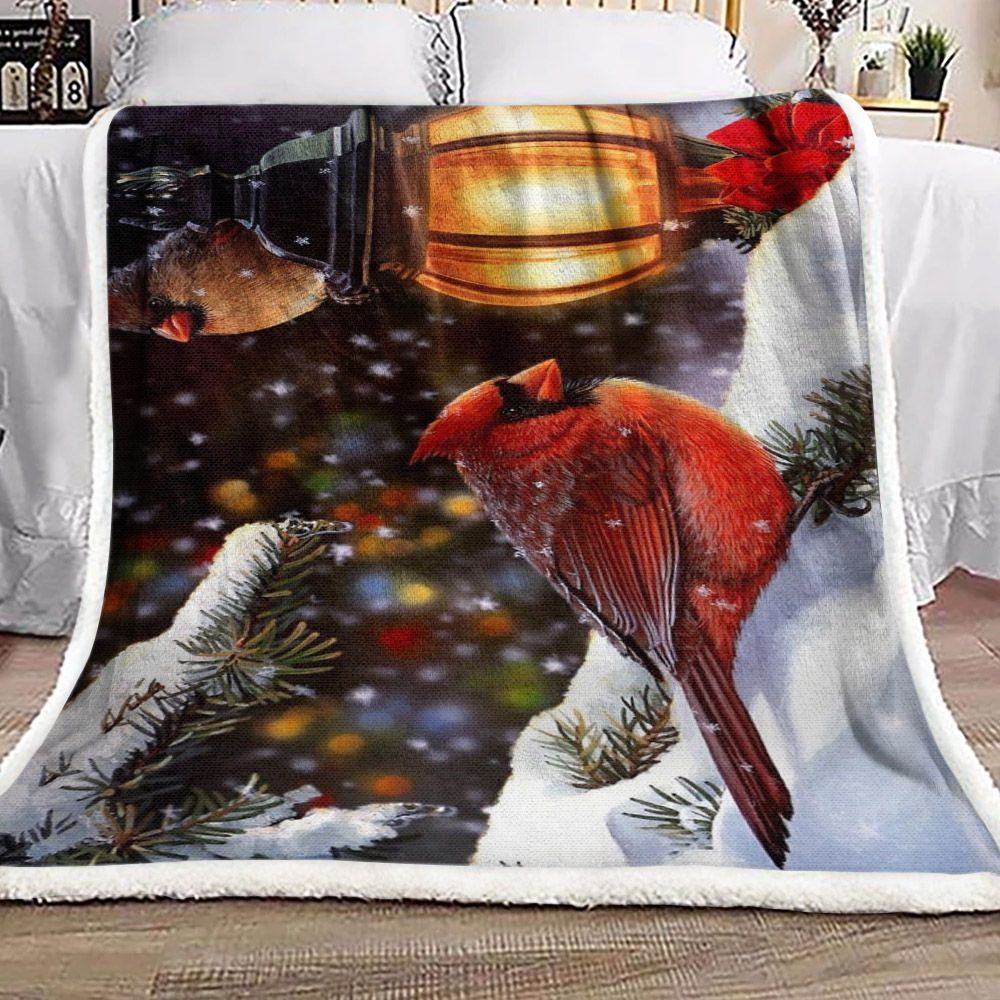 Cardinal Christmas Sherpa Fleece Blanket