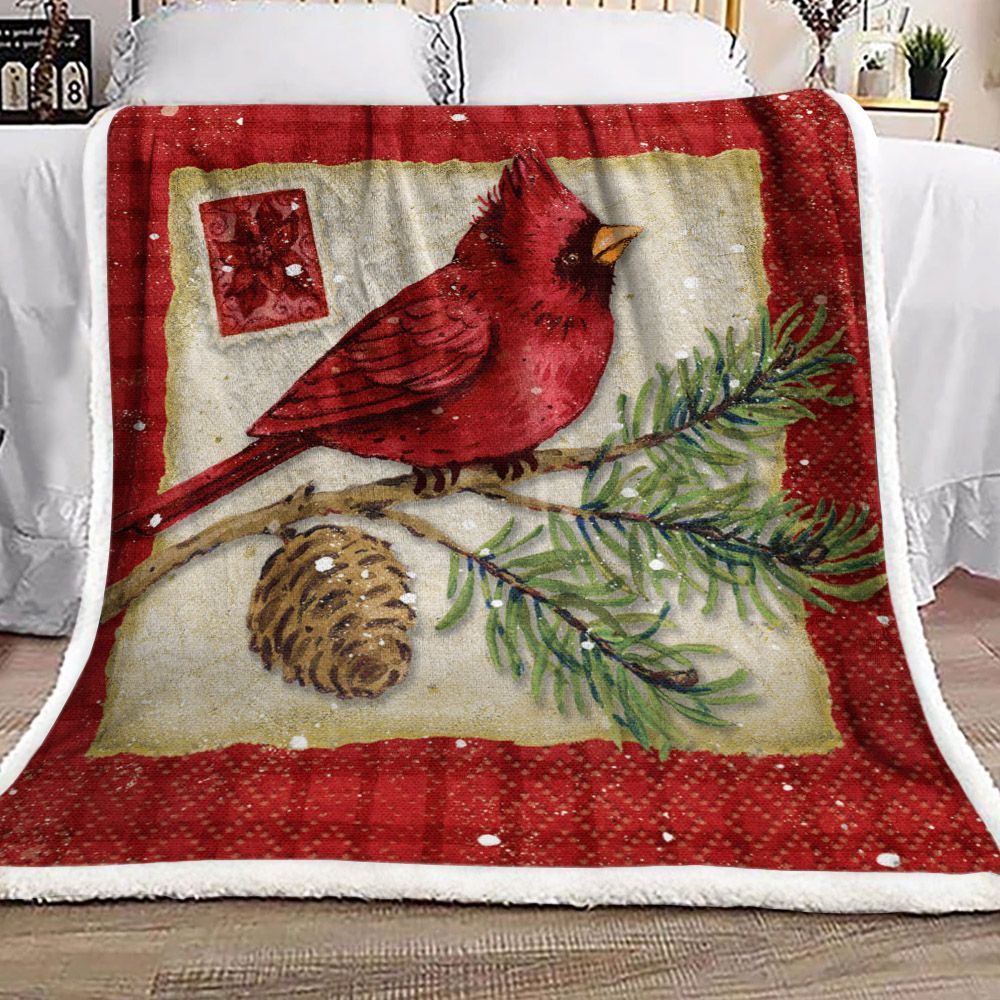 Cardinal Christmas Sherpa Fleece Blanket