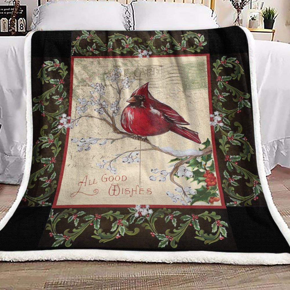 Cardinal Christmas Sherpa Fleece Blanket