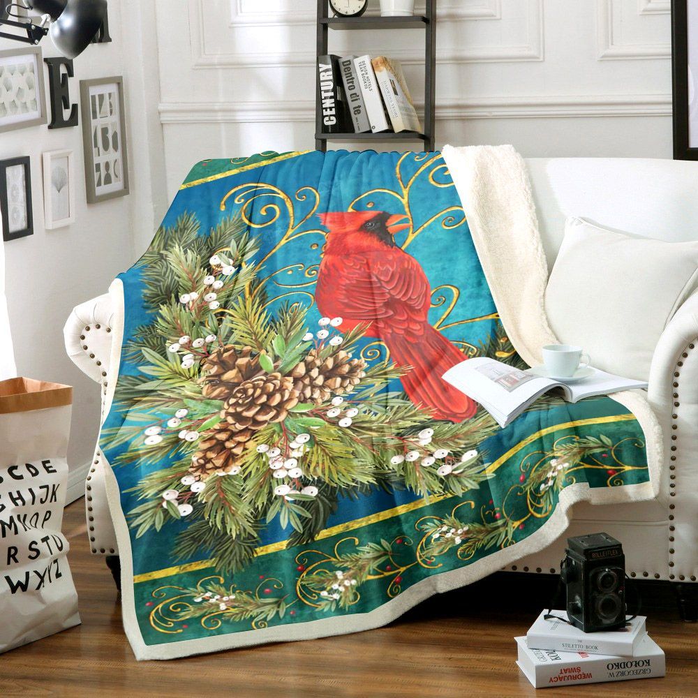 Cardinal Christmas Sherpa Fleece Blanket