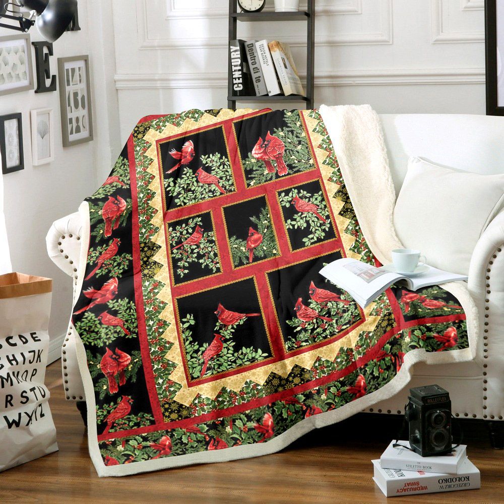 Cardinal Christmas Sherpa Fleece Blanket