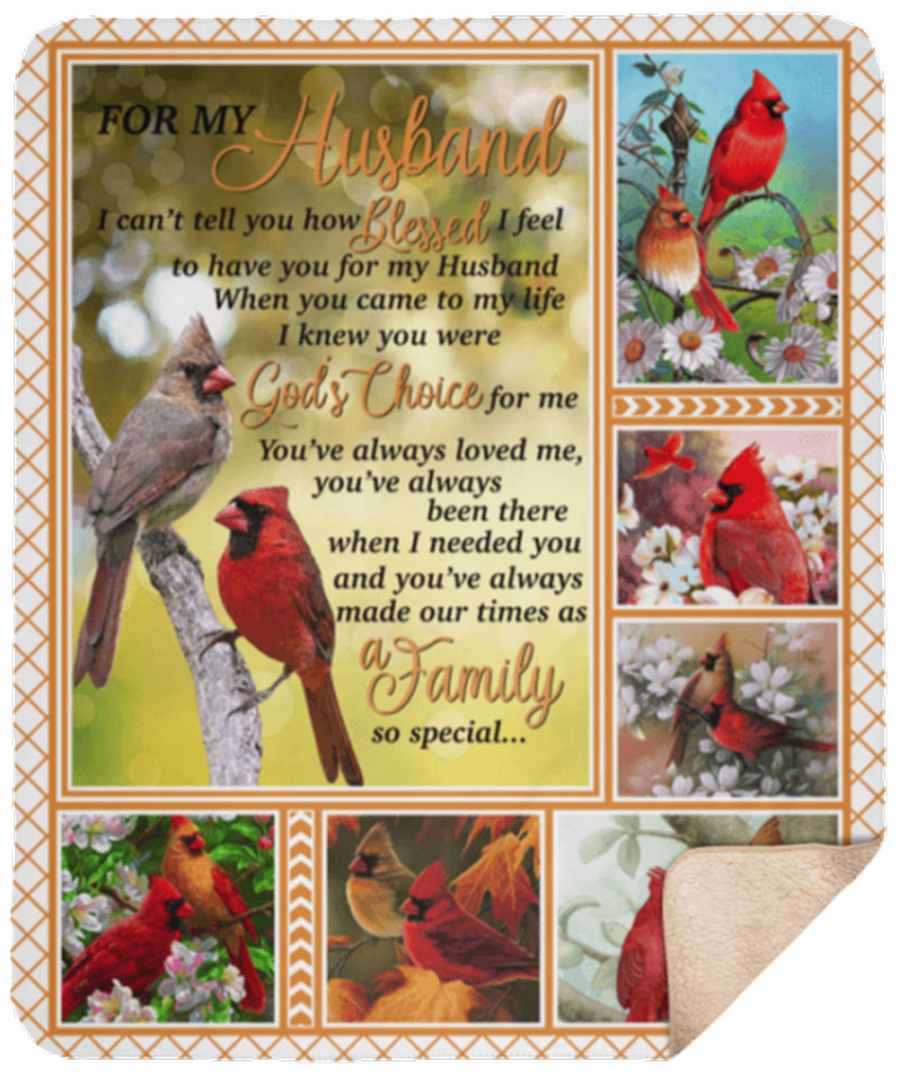 Cardinal For My Husband Sherpa Fleece Blanket