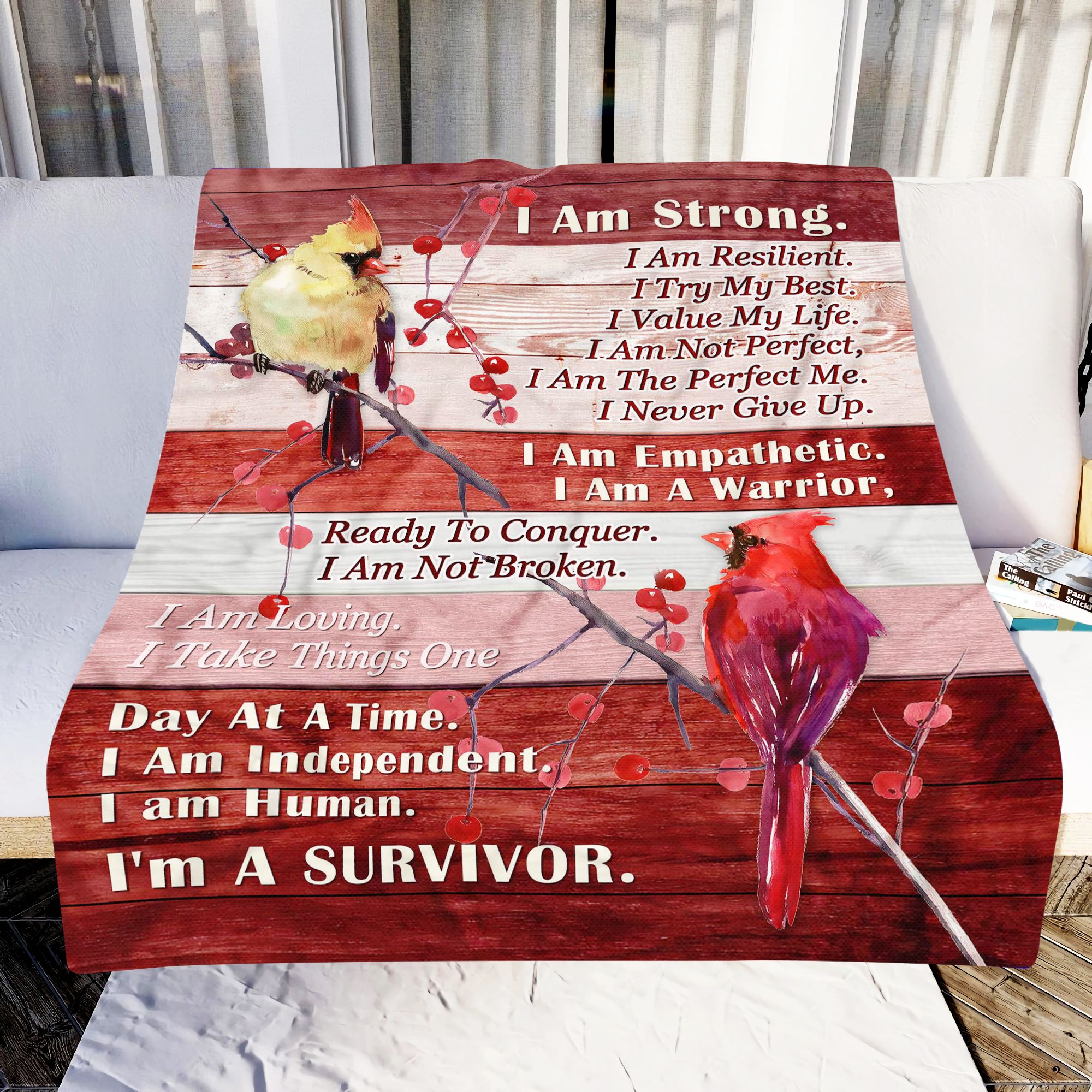 Cardinal Im A Survivor Fleece Blanket