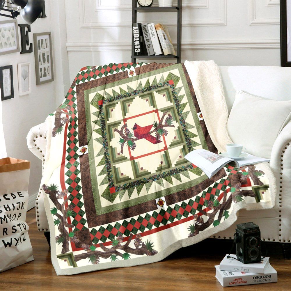 Cardinal Merry Christmas Sherpa Fleece Blanket