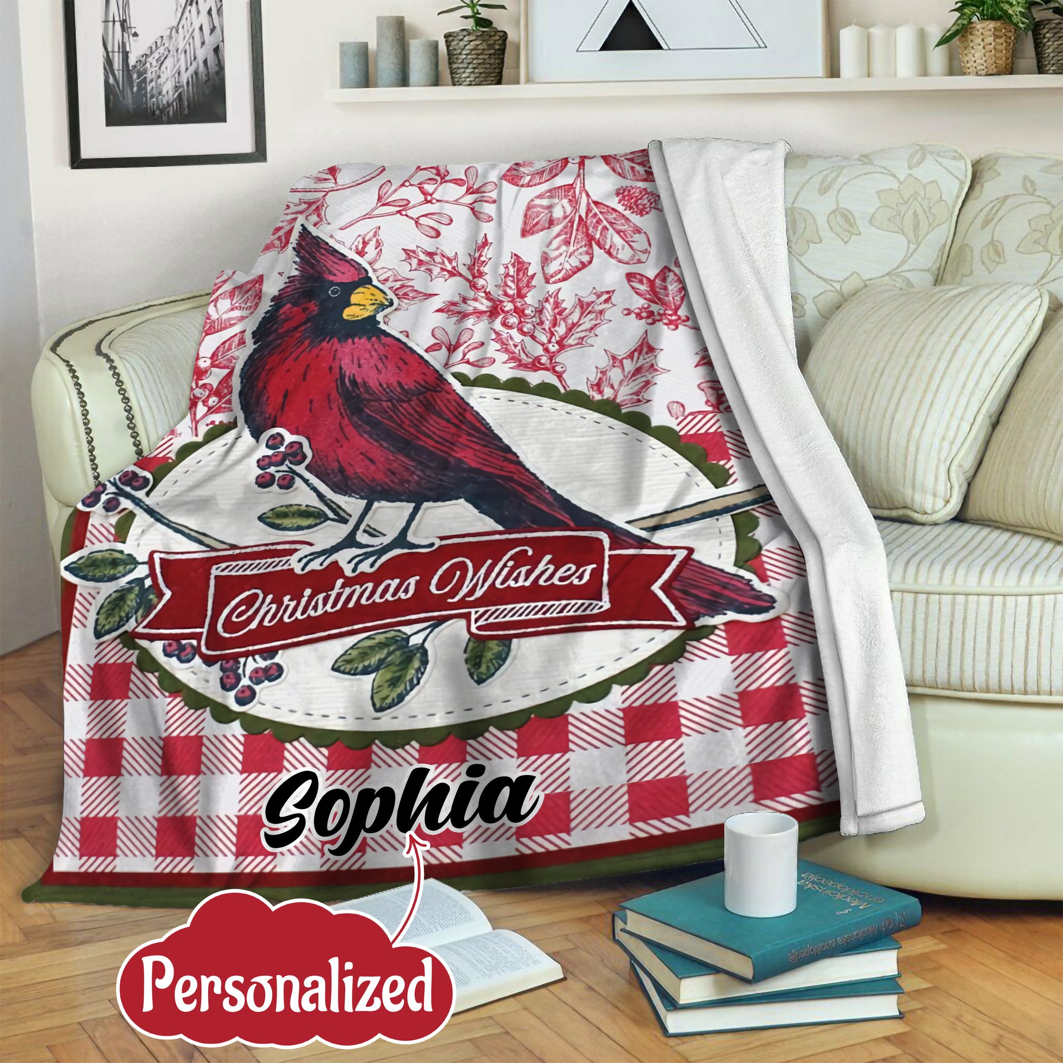 Cardinal Personalized Fleece Blanket