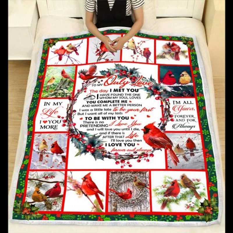 Cardinal Red Bird Couple Sherpa Fleece Blanket